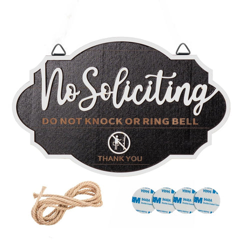 PongTay No Soliciting Sign on front door with 3D engraving.