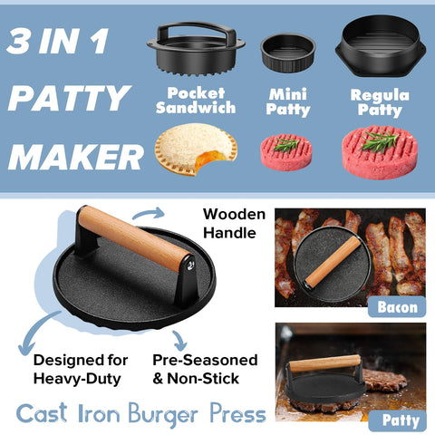 Pontual griddle kit slotted long spatula drains fats while cooking.