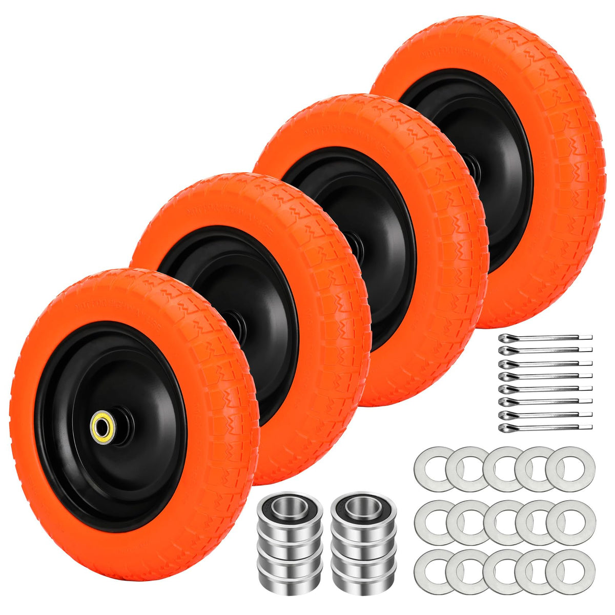 Pontuss 13-inch flat-free wheel side view for GOR cart, reliable replacement reducing downtime.