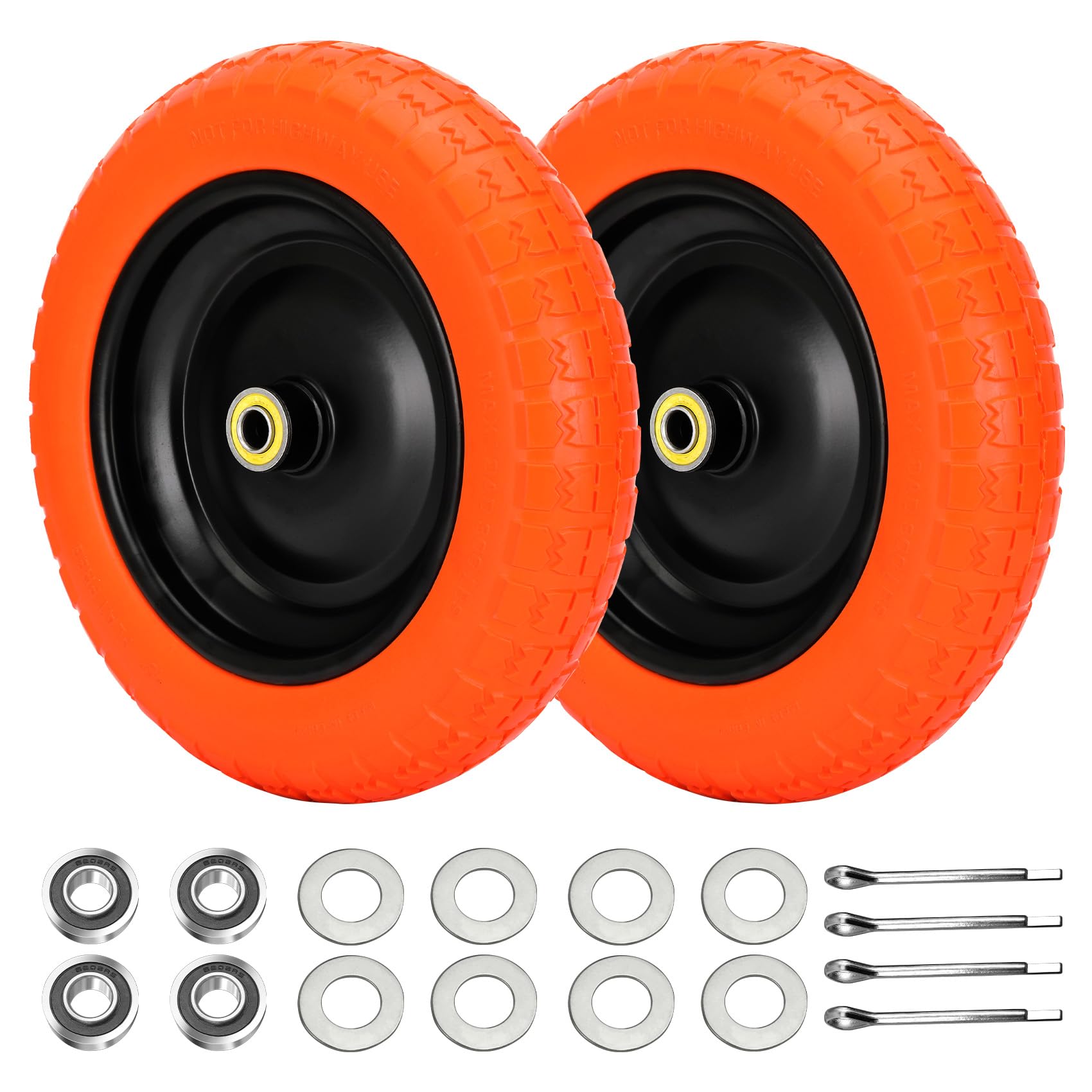 Pontuss 13in flat free wheels for GOR cart side view showing maintenance-free performance