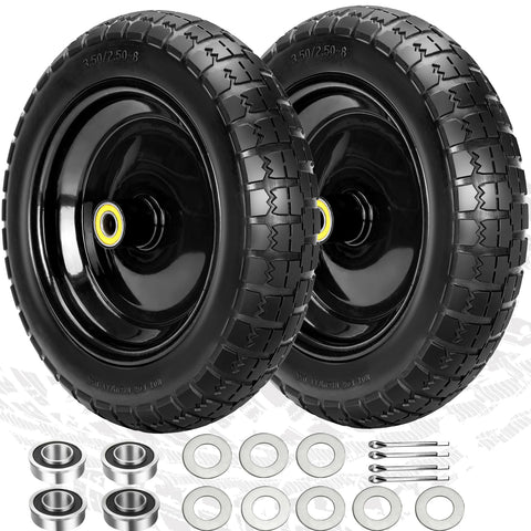 Pontuss 13-inch flat-free wheels replacement for GOR cart, durable maintenance-free mobility.