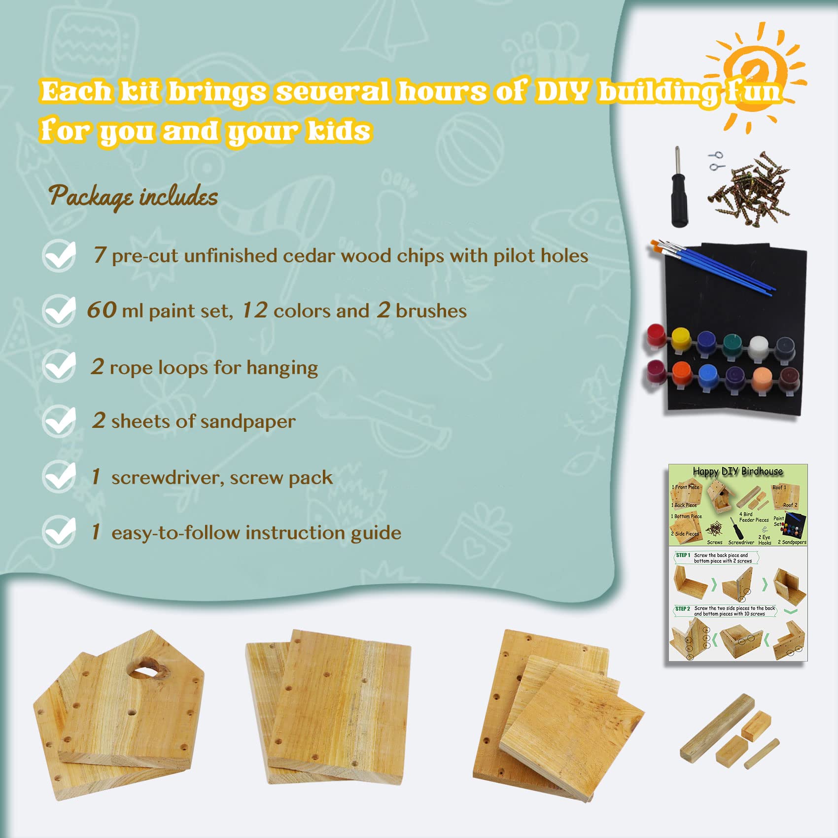 Pontuss DIY birdhouse kit – painting brush: smooth application for neat decorating.