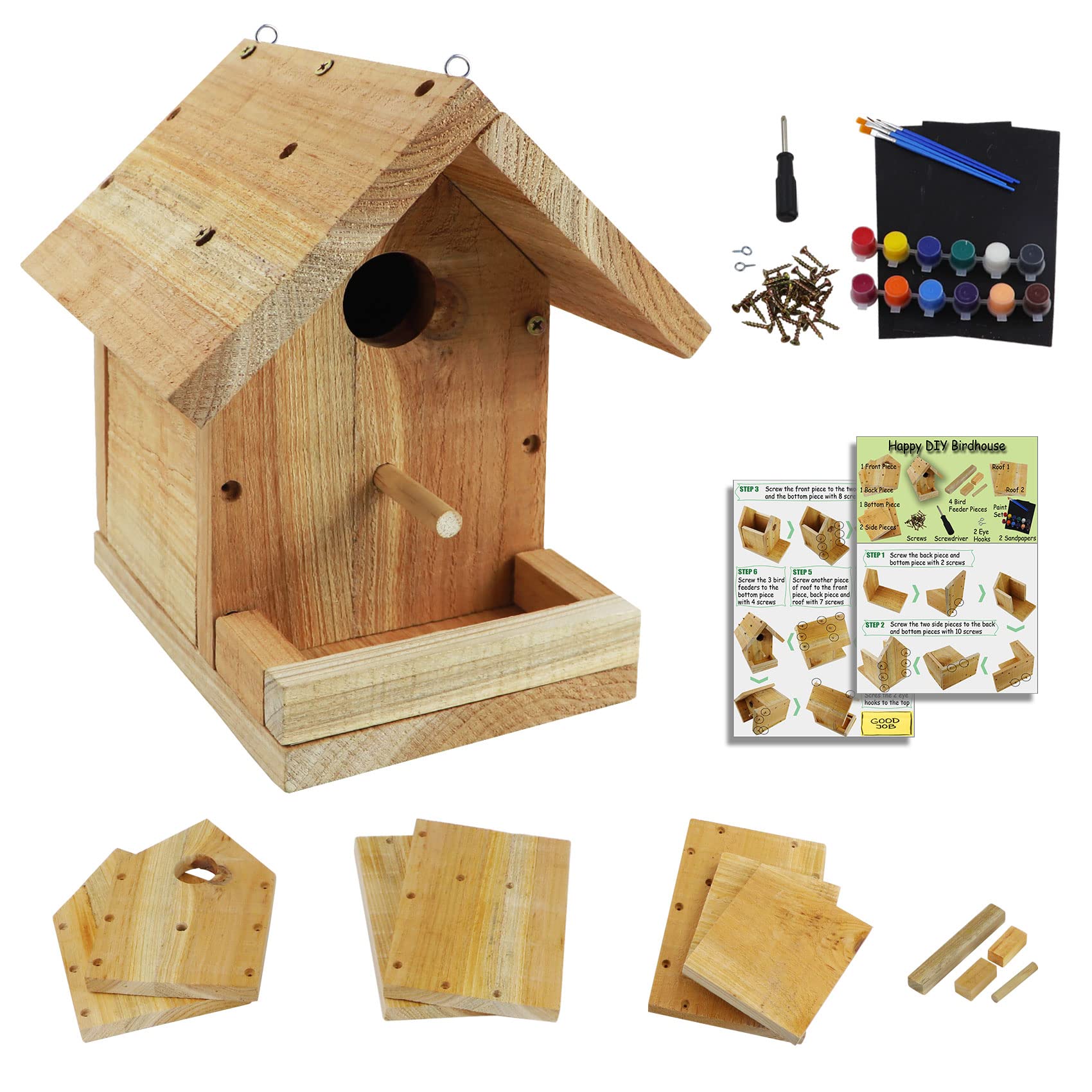 Pontuss DIY birdhouse kit – wood board: ready-to-assemble parts for safe, mess-free building.