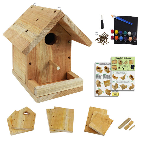 Pontuss DIY birdhouse kit – wood board: ready-to-assemble parts for safe, mess-free building.
