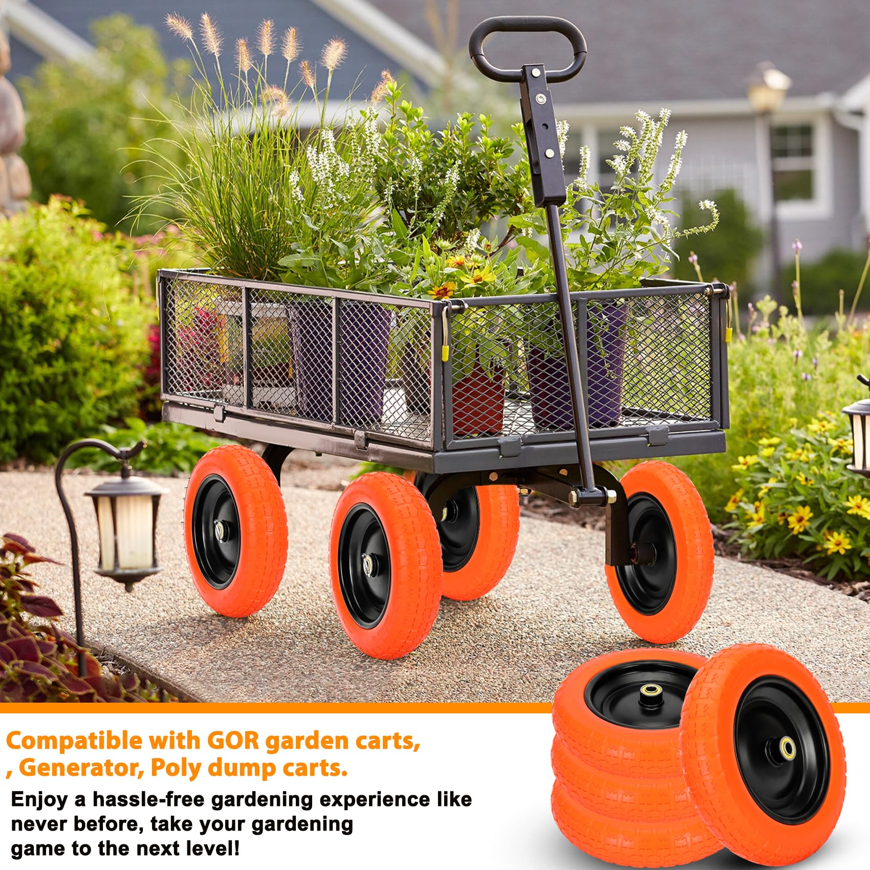 Pontuss durable steel rims with polyurethane core for long life.