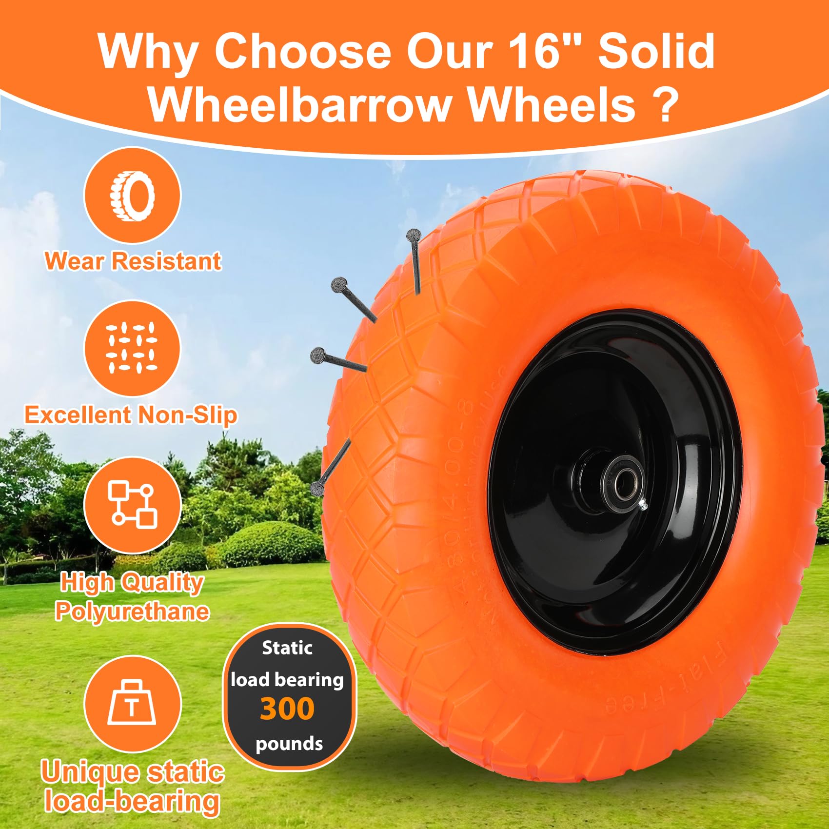 Pontuss durable steel rim with polyurethane tire for long-lasting performance.