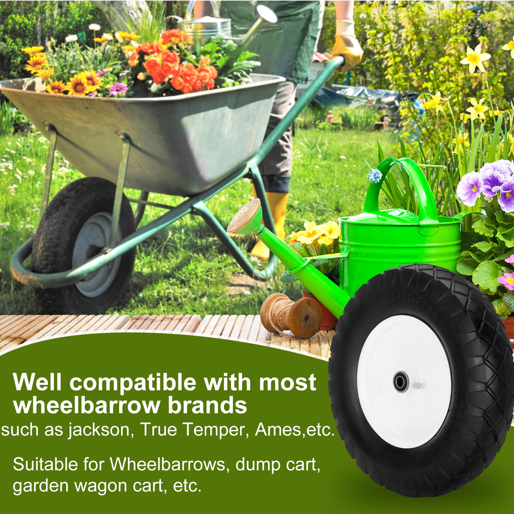 Pontuss steel rim and polyurethane tread resist impacts and wear.