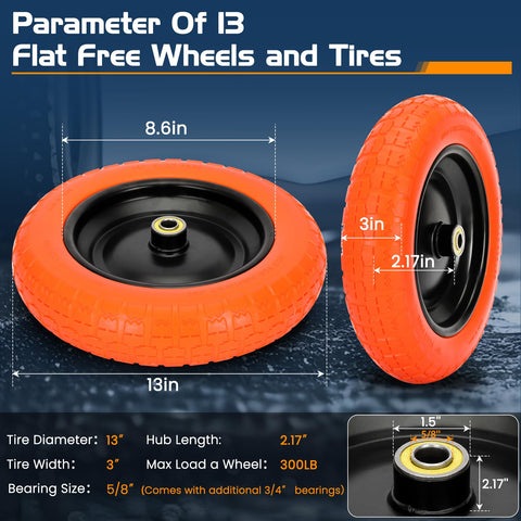 Pontuss solid 4.00-6 tire wheel assembly for GOR cart, no flats.