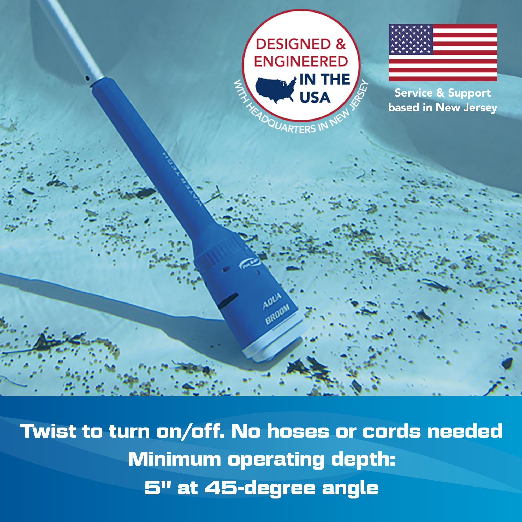 Pole adapter attaches Aqua Broom to standard telescopic poles