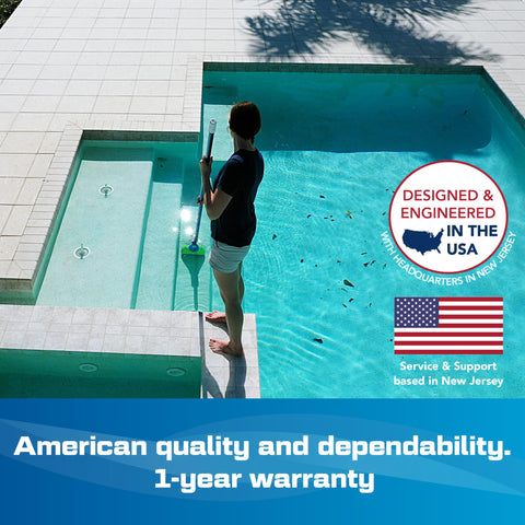 Pool Blaster Aqua Broom Sweep XL cordless operation with pole.