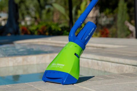 Pool Blaster Aqua Broom Sweep XL in-use hot tub cleaning scene.