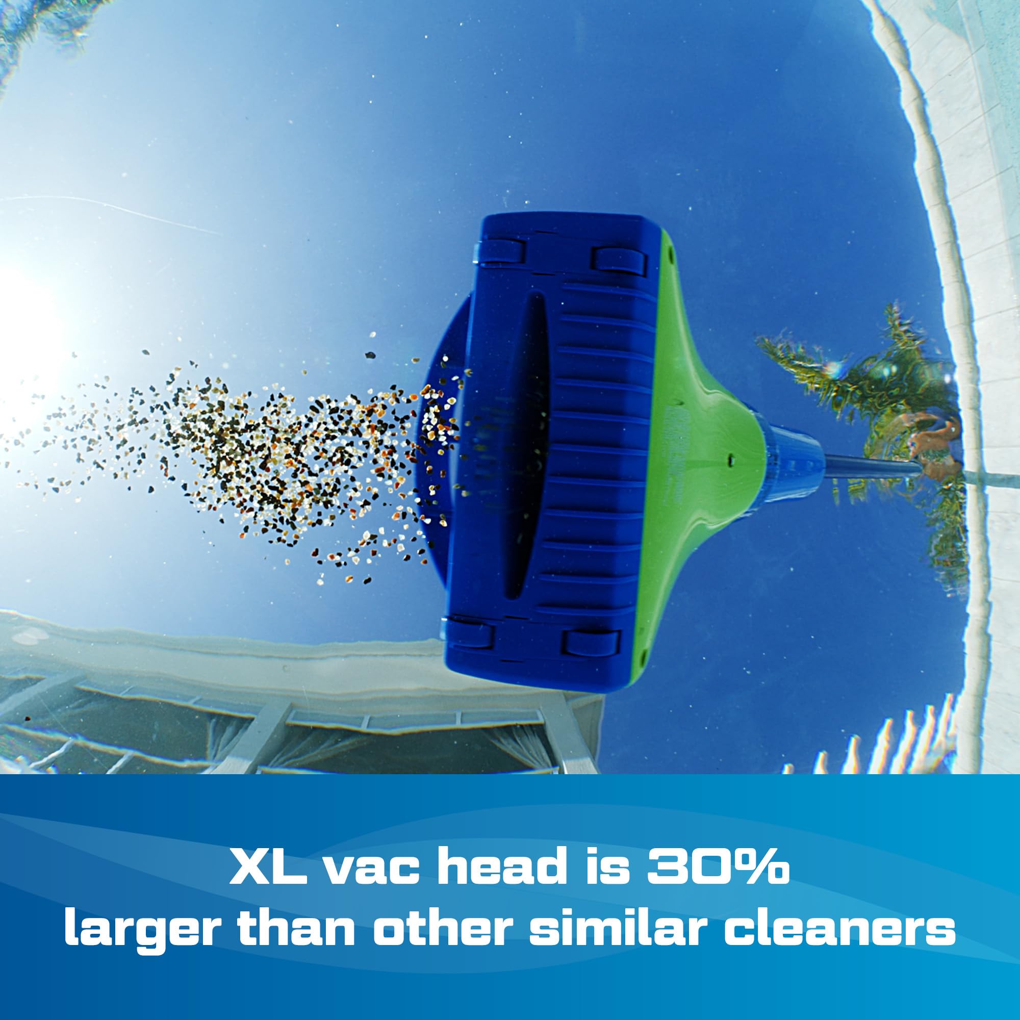 Pool Blaster Aqua Broom Sweep XL spot-cleaning in a pool.
