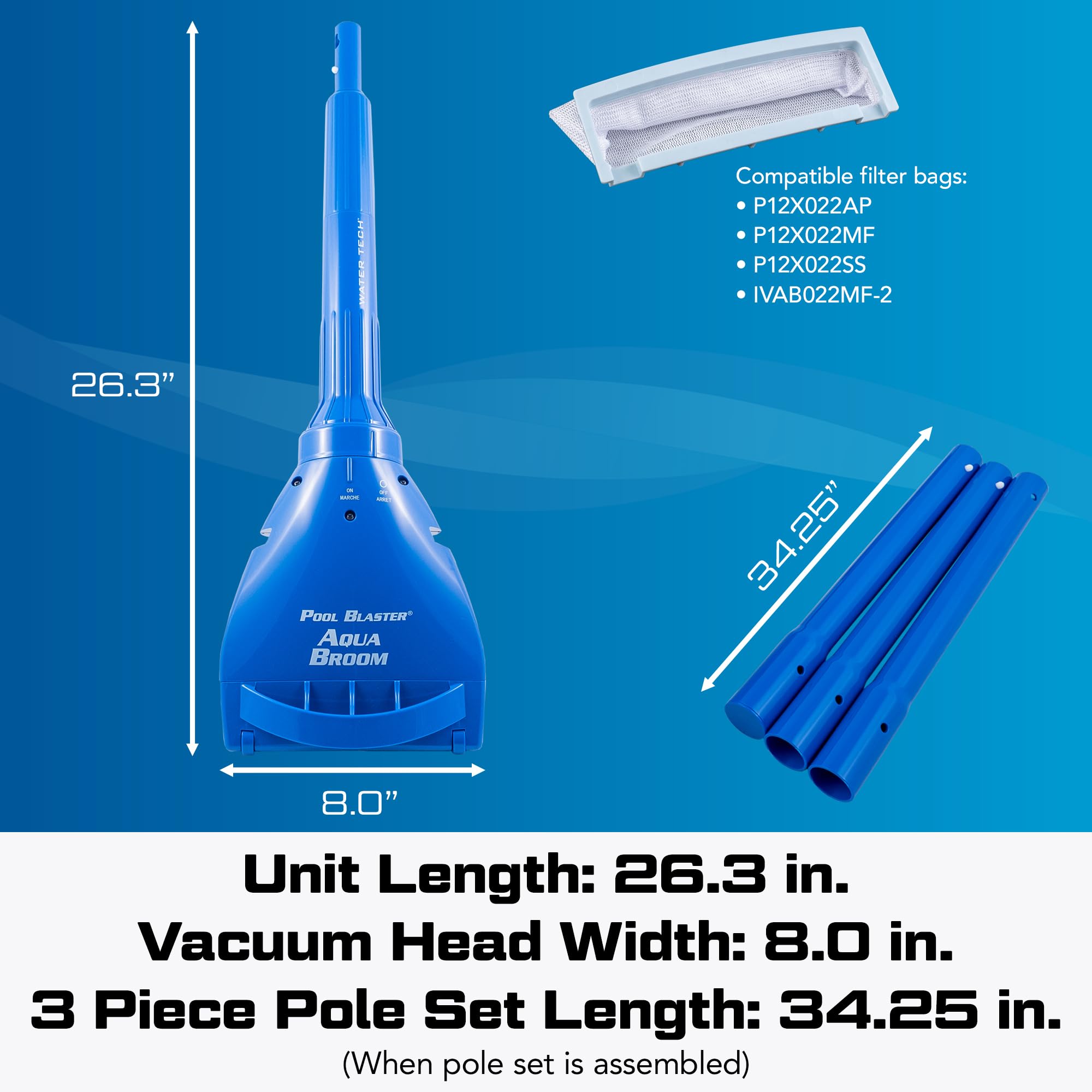 Pool Blaster Aqua Broom XL Ultra filter bags trap dirt efficiently during cleaning