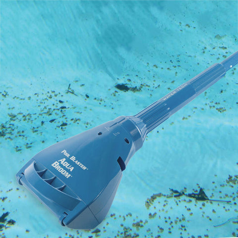 Pool Blaster Aqua Broom XL Ultra pole attachment shows extended reach for stairs