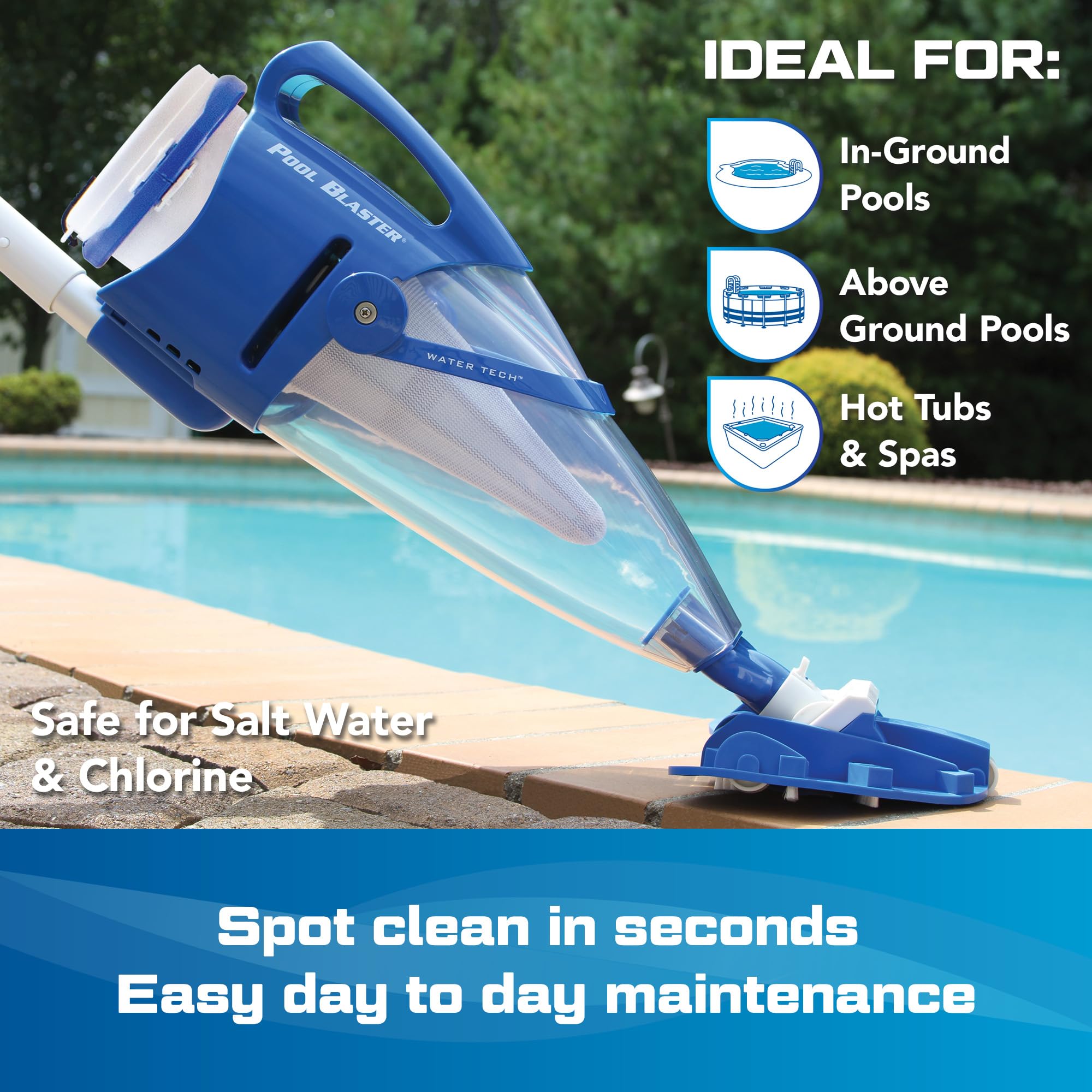 POOL BLASTER Centennial cordless vacuum with a 10.5-inch head for efficient debris pickup