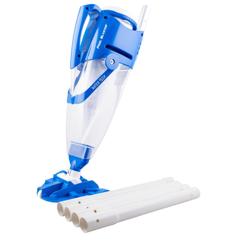 POOL BLASTER Centennial cordless vacuum overview showing handheld cleaner for quick pool upkeep