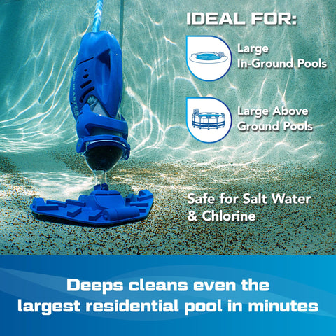 Pool Blaster Max CG in-action cleans pool floor and walls efficiently.