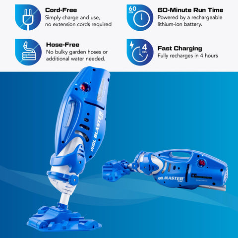 Pool Blaster Max CG wide vacuum head covers large areas quickly.