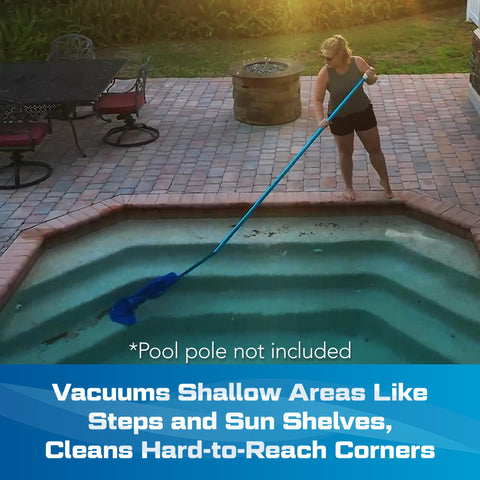 Pool Blaster Max crevice nozzle targets corners and tight gaps for complete removal.