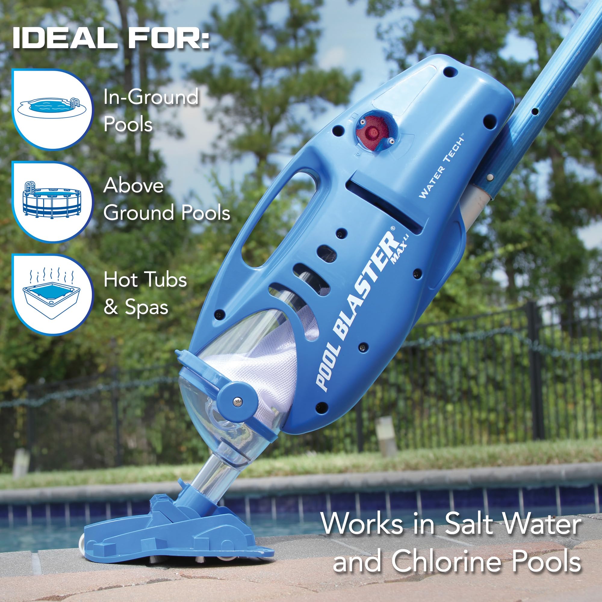 Pool Blaster Max debris chamber captures dirt efficiently for longer cleaning sessions.