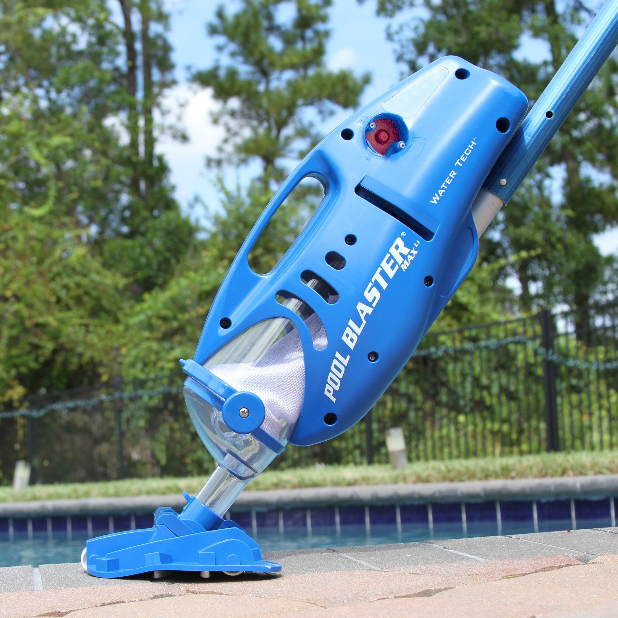 Pool Blaster Max suction power enhances debris pickup along pool walls.