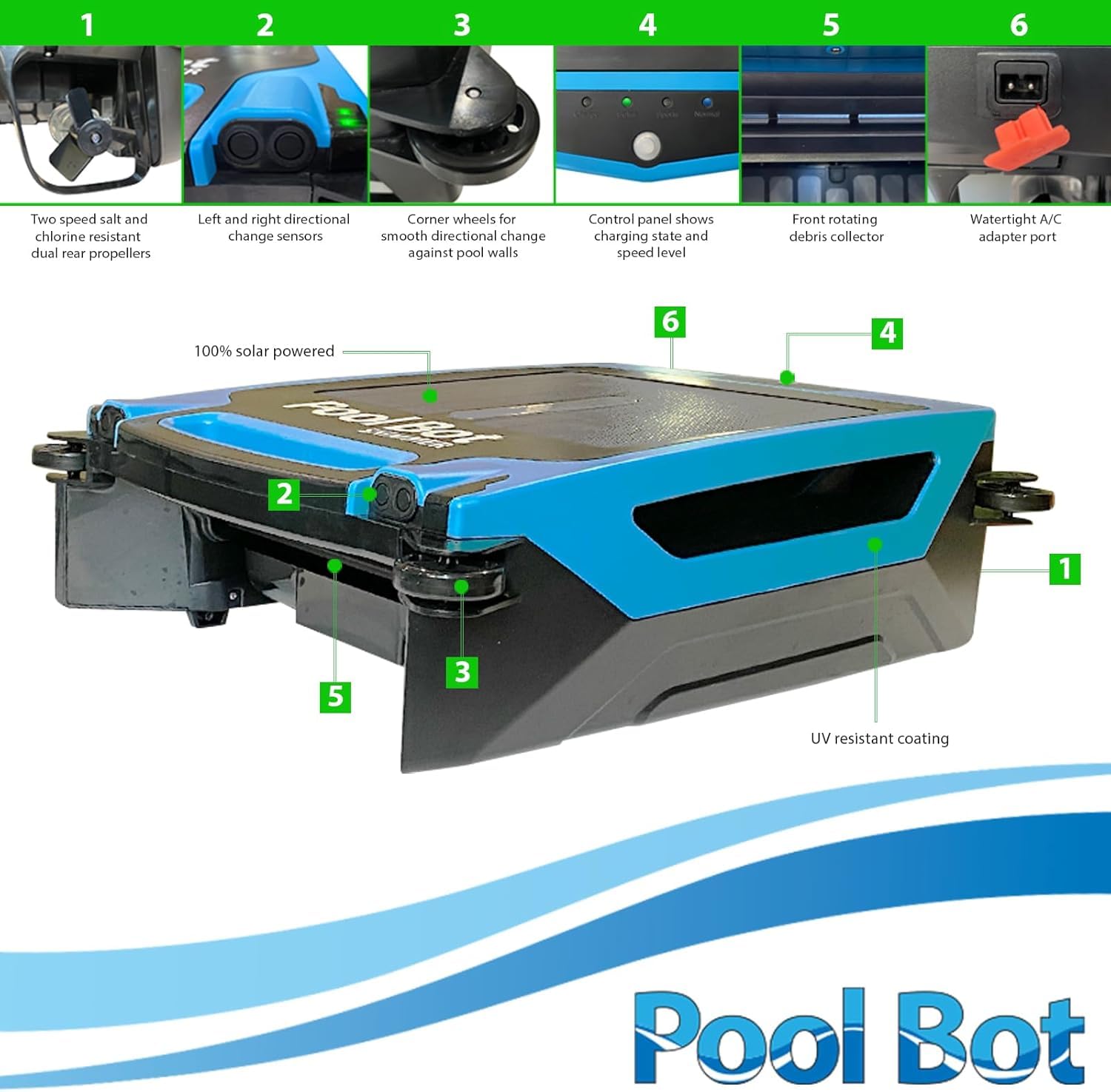Pool Bot solar charging dock enabling all-day operation