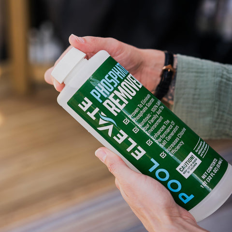 POOL ELEVATE phosphate remover green-growth-prevention highlights healthier pool aesthetics.