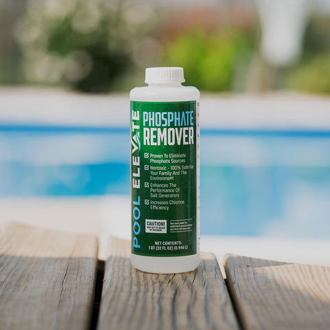 POOL ELEVATE phosphate remover pool-water-clarity shows crystal water transformation.