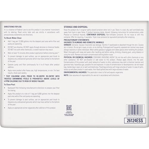 Pool Essentials Shock Treatment bag close-up shows texture and label details