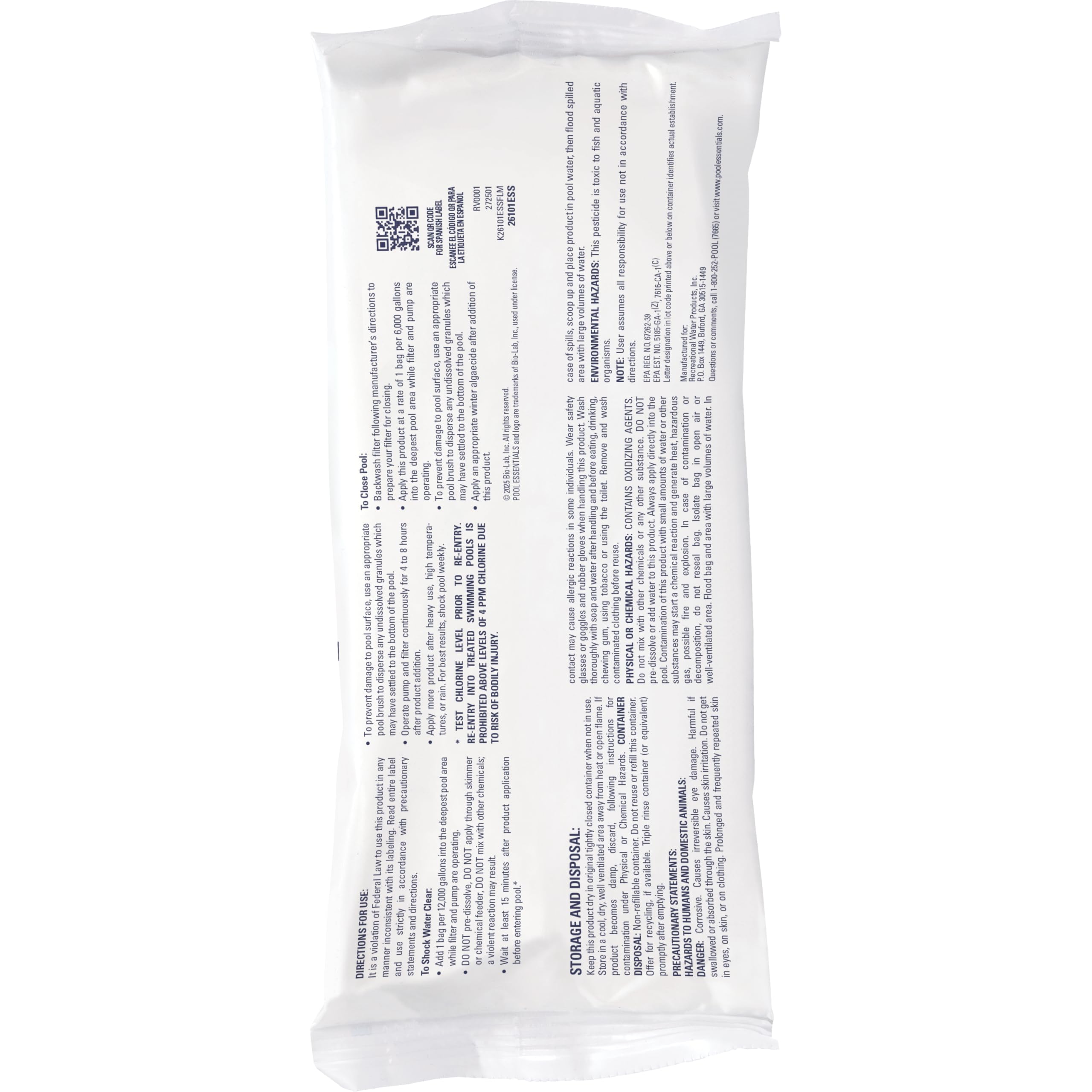 Pool Essentials Shock Treatment dissolves quickly to improve pool clarity