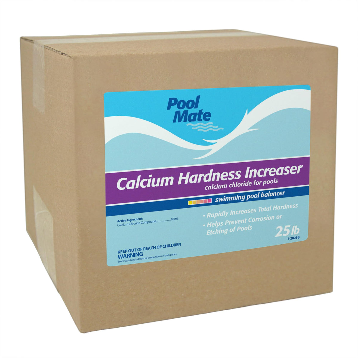 Pool Mate 25-lb calcium hardness increaser dissolving in a bucket for even distribution.