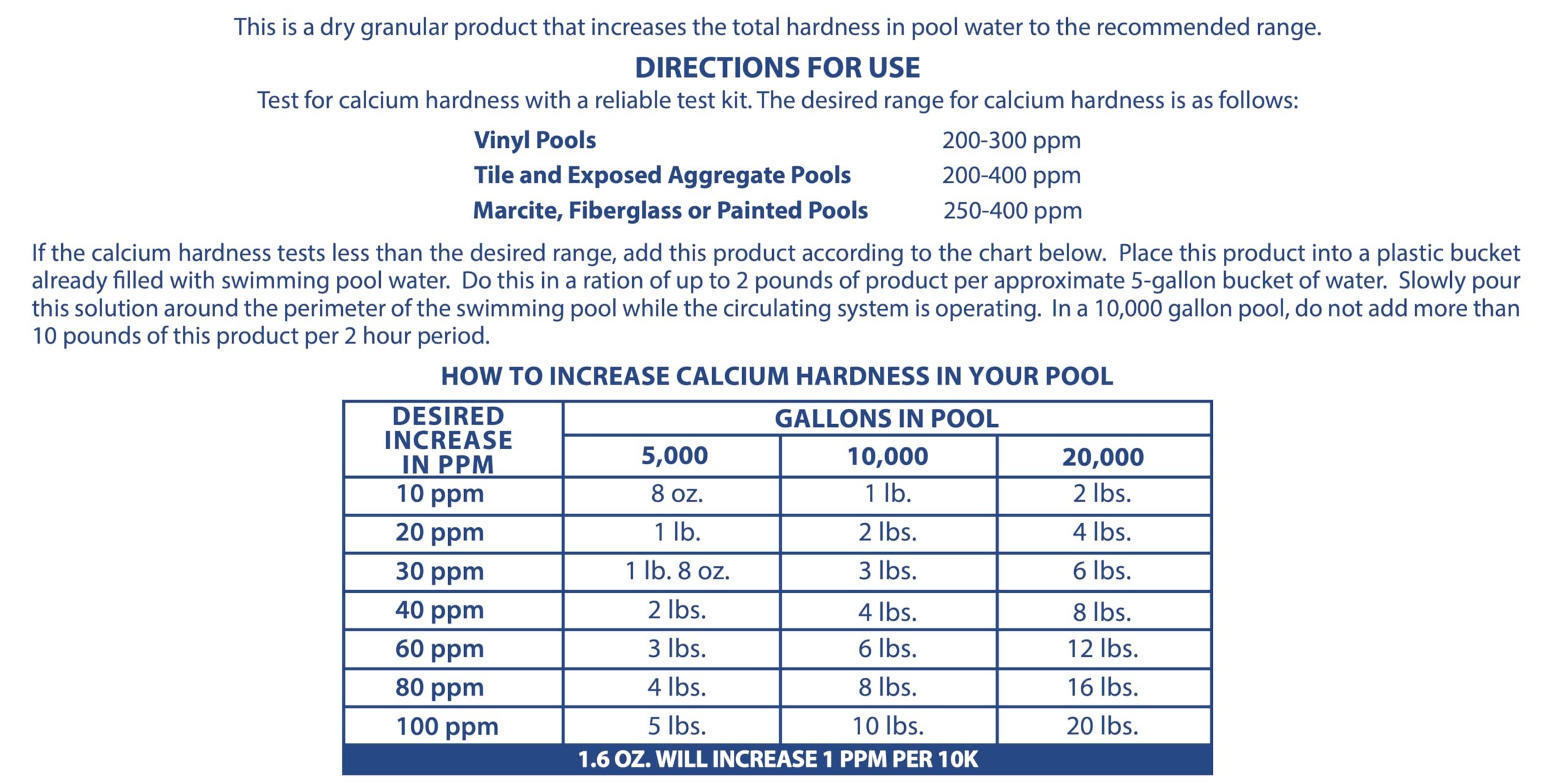 Pool Mate perimeter dispersion pour helps even distribution around the pool
