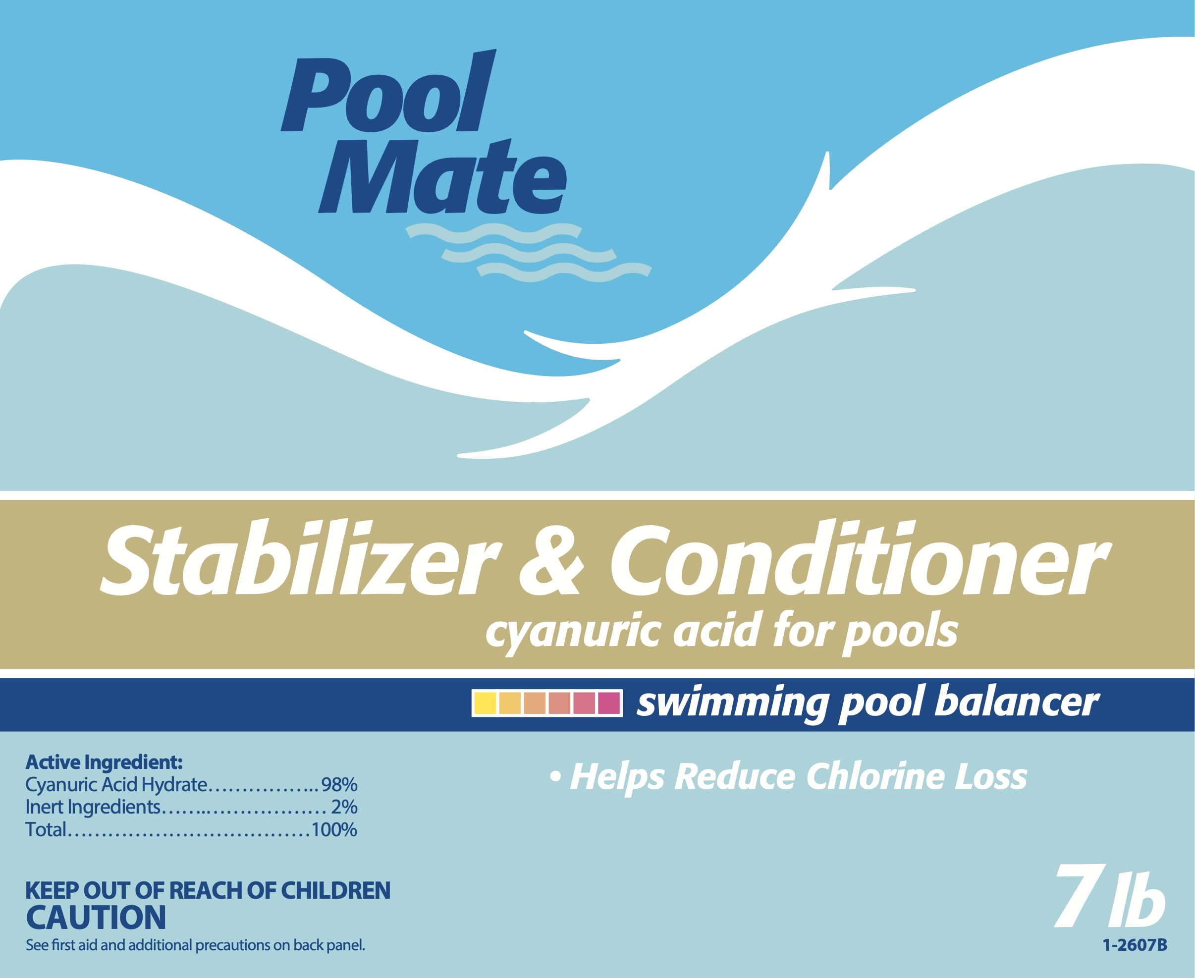 Pool Mate cyanuric acid range chart helping set 40-100 ppm accurately.