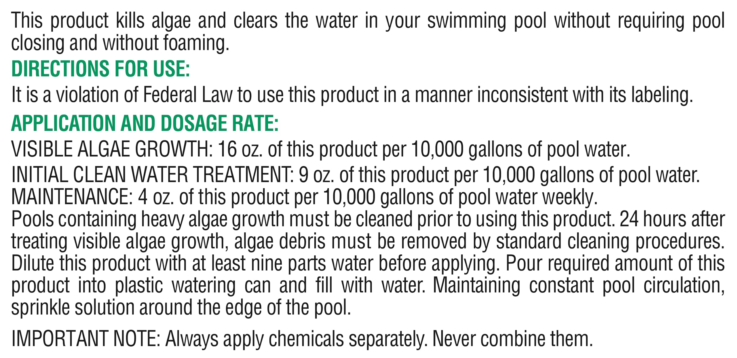 Pool Mate dilution and pouring demonstrates safe handling and correct dilution.