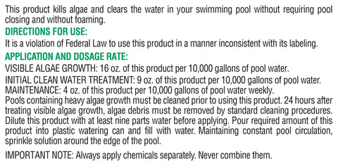 Pool Mate edge sprinkle algaecide application prevents algae at pool edges.
