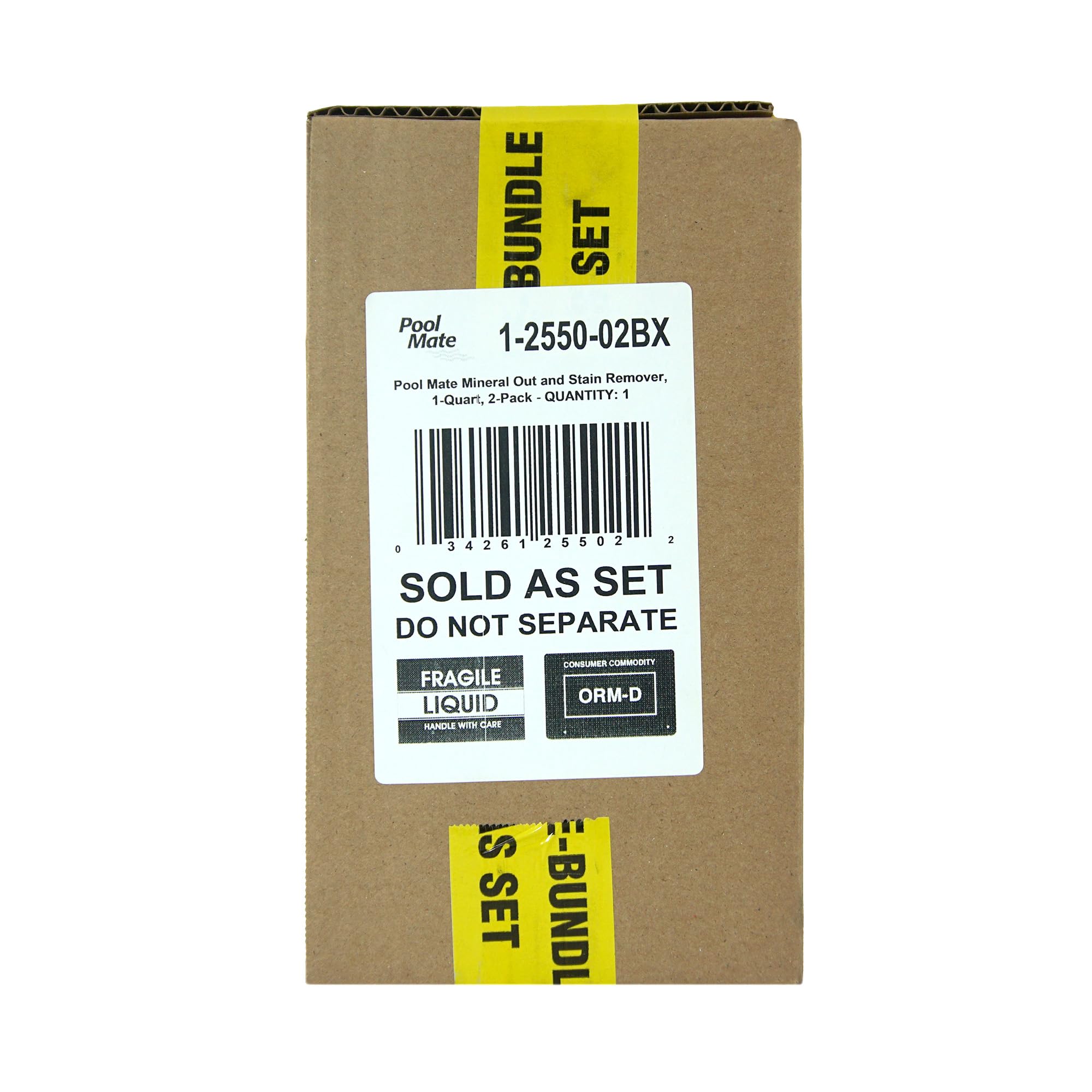 Pool Mate Metal Out in hand shows dosing guidance for pools