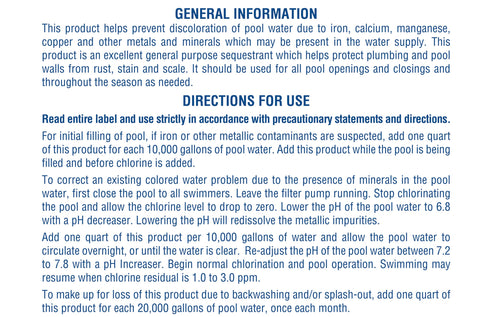 Pool Mate supports ongoing metal control after backwashing