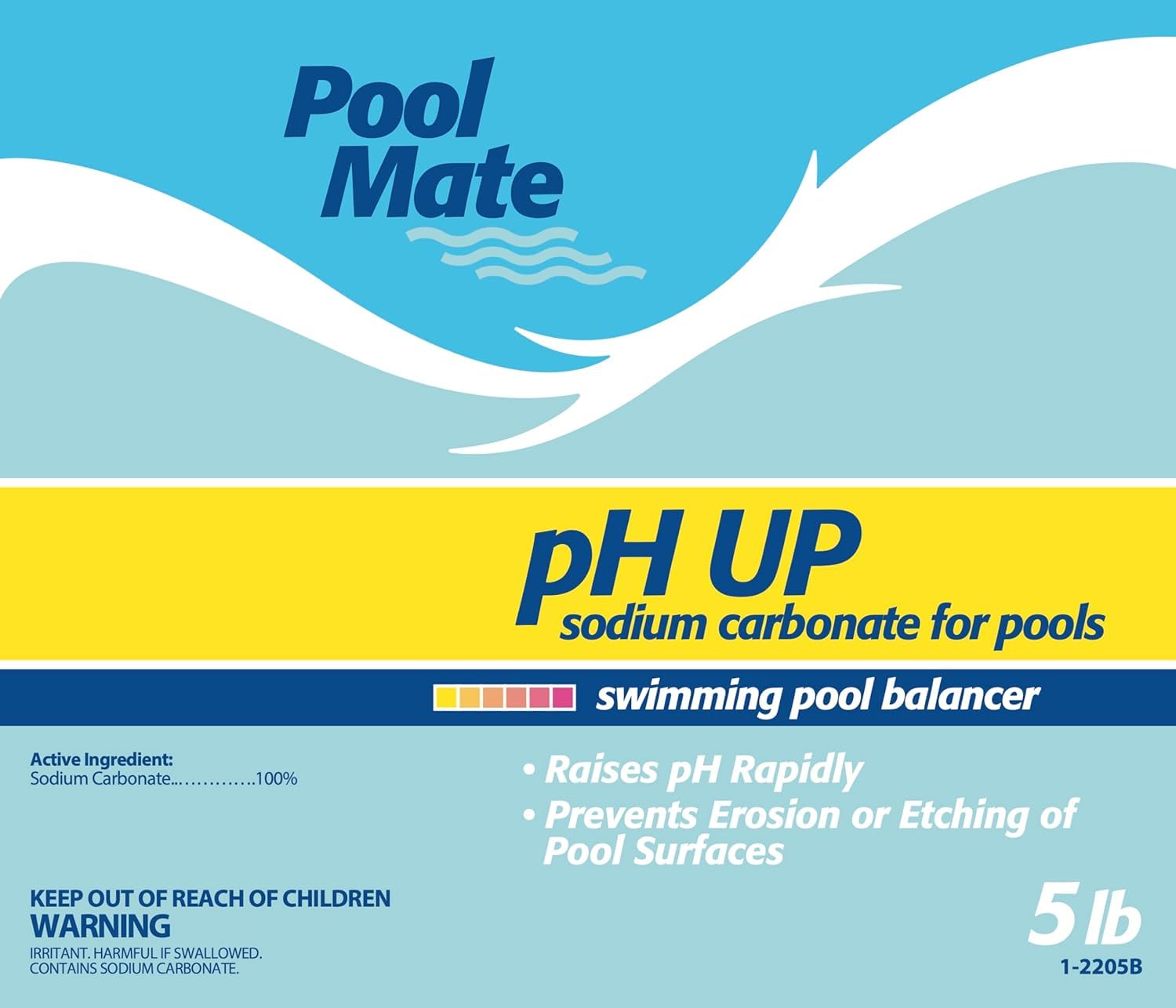 Pool Mate pH Up dissolving in water before distribution to balance pH.