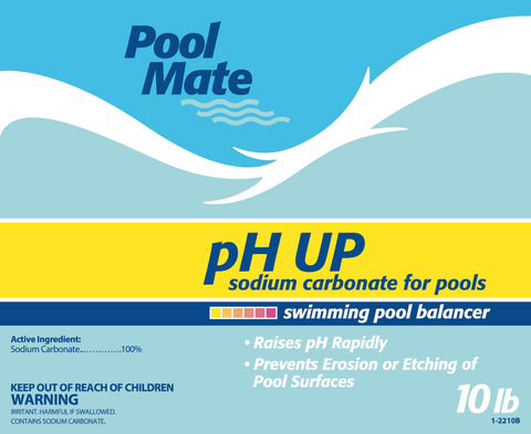 Pool Mate pH Up powder dissolving in water prior to circulation.