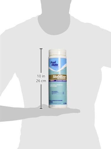 Pool Mate water treatment aids maintaining stabilizer range 40 to 100 ppm