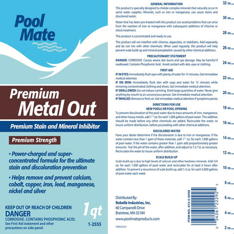 Pool Mate ready-to-use treatment close-up with dosing guidance