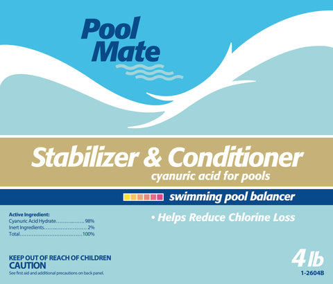 Pool Mate system with skimmer for even stabilizer distribution