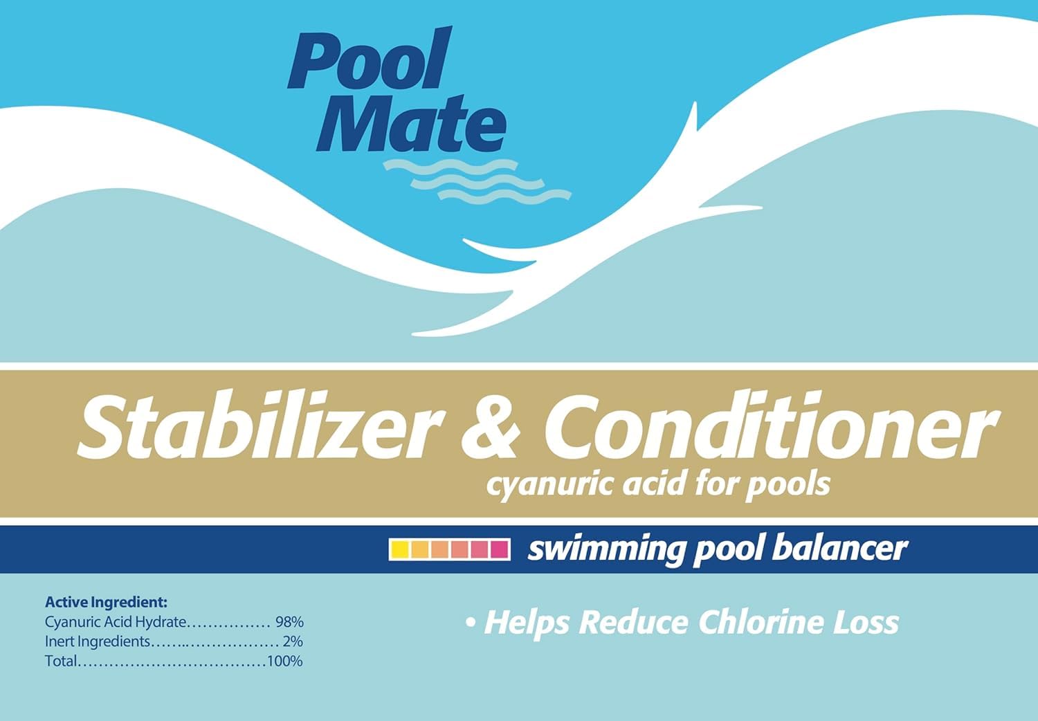 Pool Mate stabilizer dissolving in water to ensure quick dispersion.