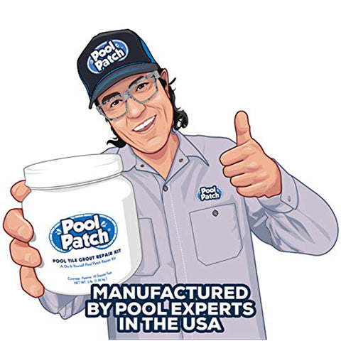 Pool Patch liquid cement bonder enables strong bond during tile repairs.