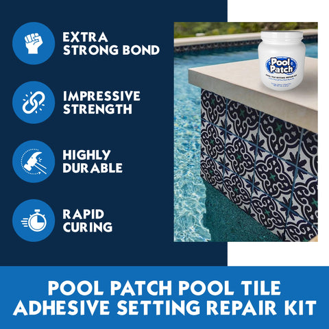 Pool Patch tile adhesive mix image demonstrates easy DIY preparation.