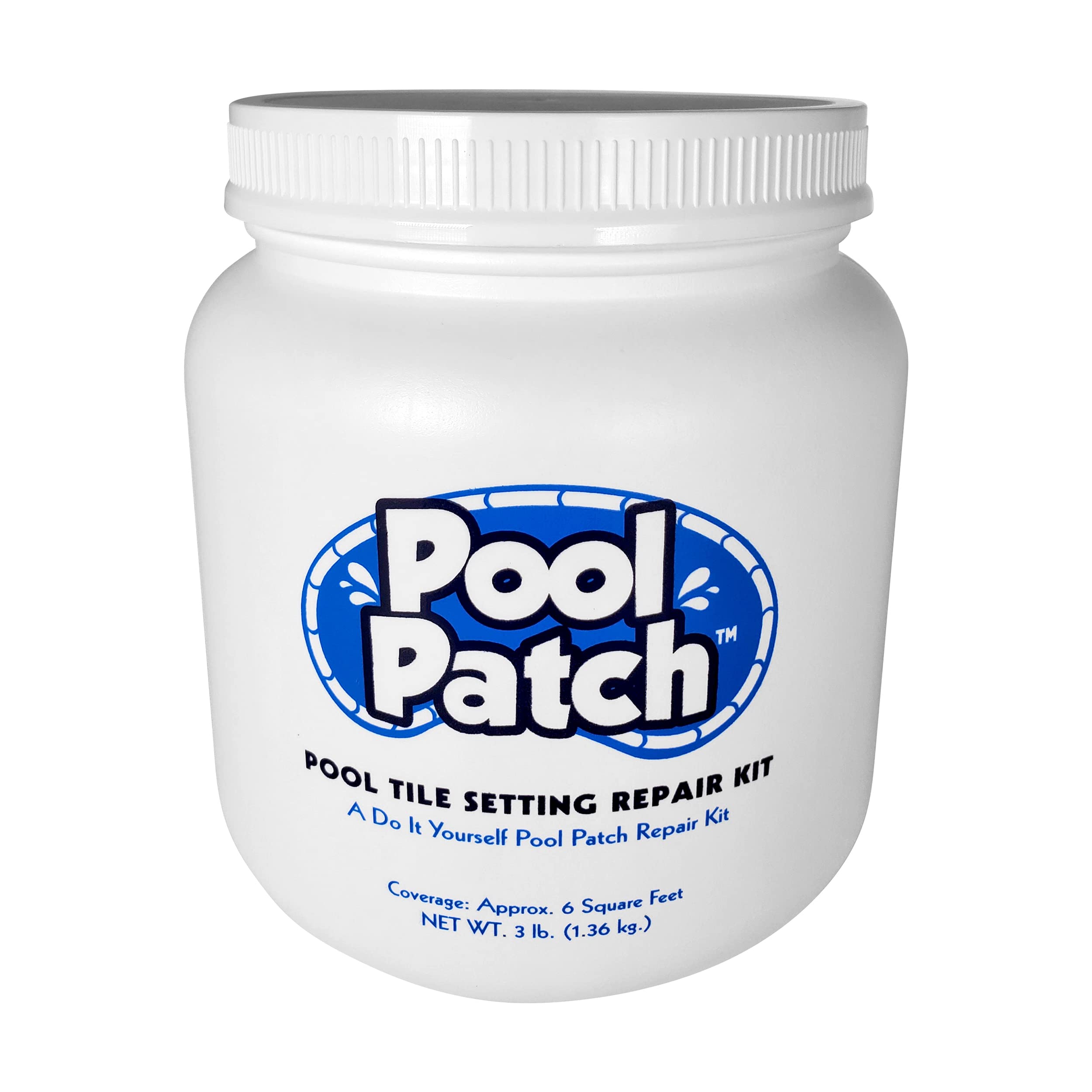 Pool Patch pool tile setting adhesive 3 lb tub for strong, durable tile bonds.