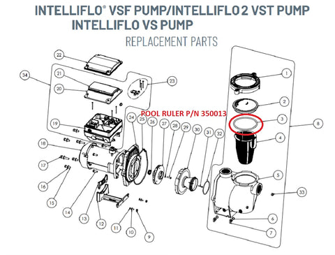 Pool Ruler WhisperFlo lid O-Ring compatibility reduces leaks.
