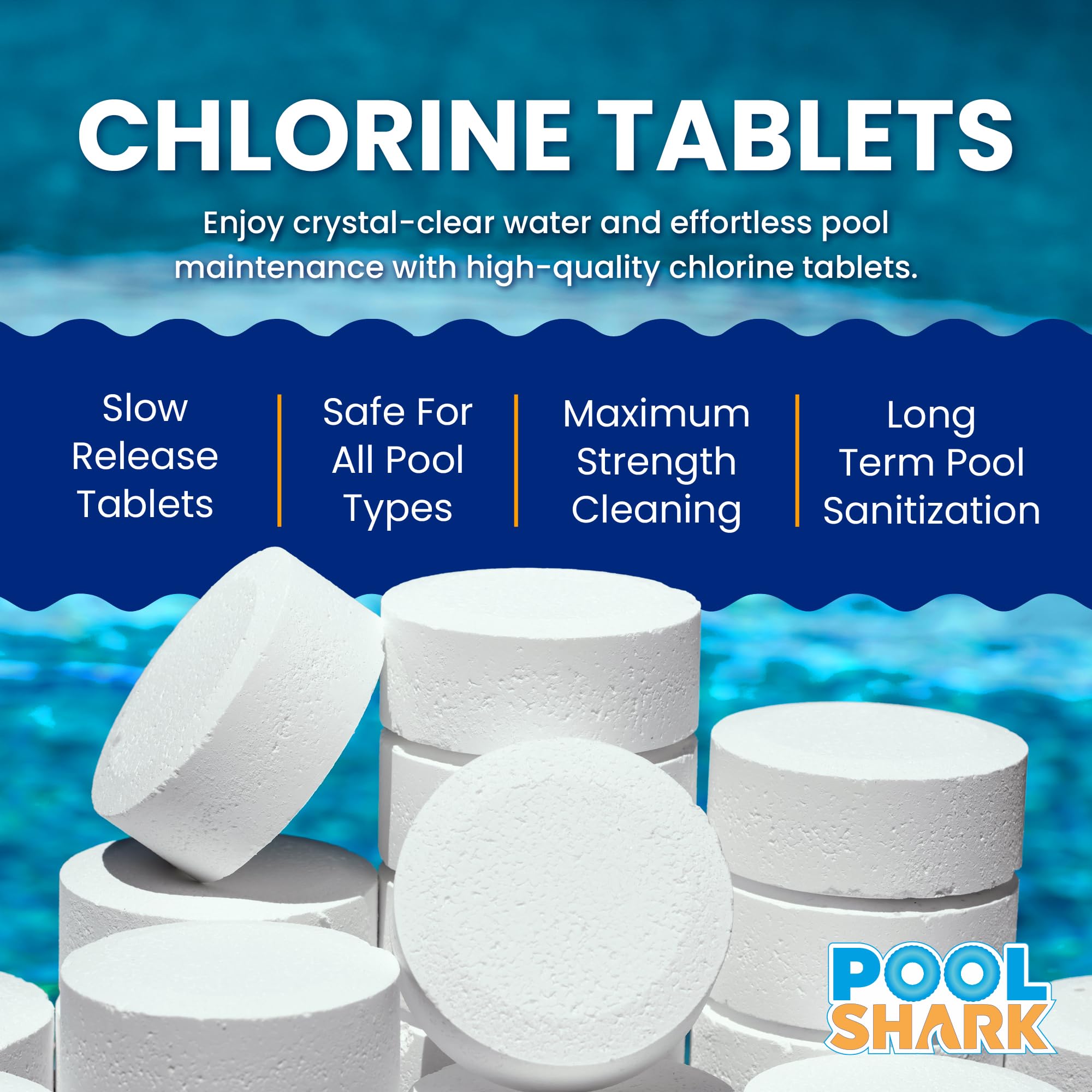 Pool Shark 3-inch chlorine tablet in automatic chlorinator simplifies weekly maintenance.