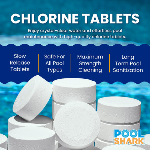 Pool Shark 3-inch chlorine tablet in automatic chlorinator simplifies weekly maintenance.