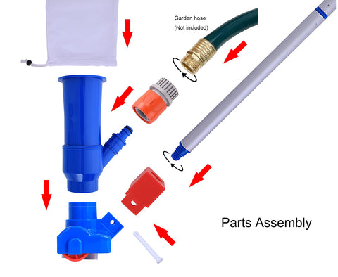 Pool Supply Town garden-hose connection enables Venturi suction without electricity